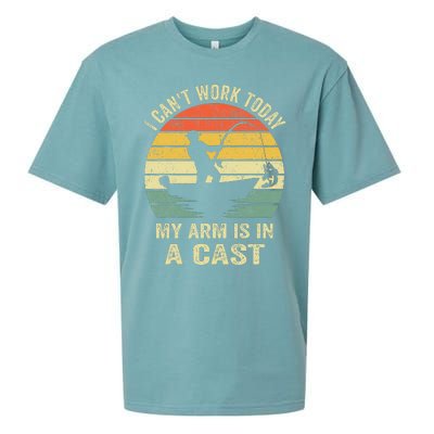 Funny Fisherman I Can't Work Today My Arm Is in a Cast  Sueded Cloud Jersey T-Shirt