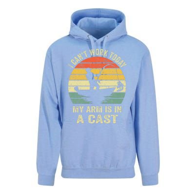 Funny Fisherman I Can't Work Today My Arm Is in a Cast  Unisex Surf Hoodie