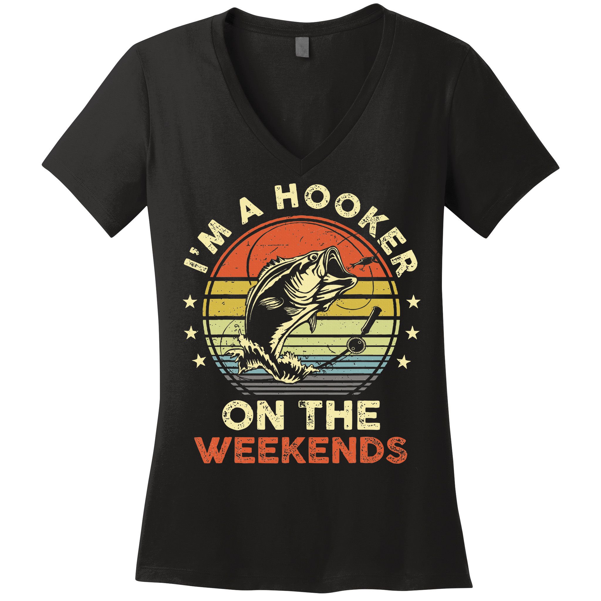 Funny Fishing Im A Hooker On The Weekends Bass Fish Women's V-Neck T-Shirt