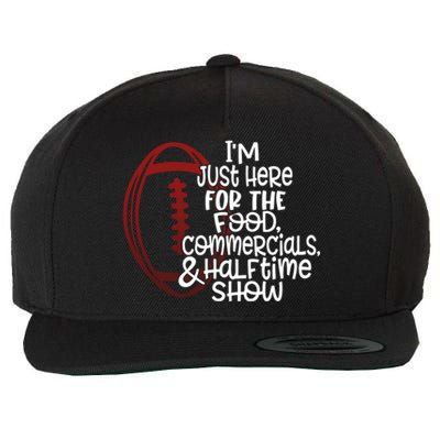 Funny Football I'm Just Here For The Food And Halftime Show Gift Wool Snapback Cap