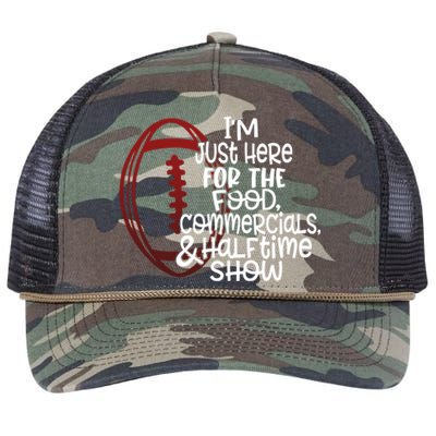 Funny Football I'm Just Here For The Food And Halftime Show Gift Retro Rope Trucker Hat Cap