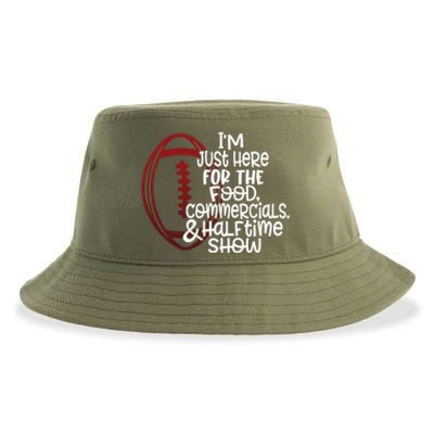 Funny Football I'm Just Here For The Food And Halftime Show Gift Sustainable Bucket Hat