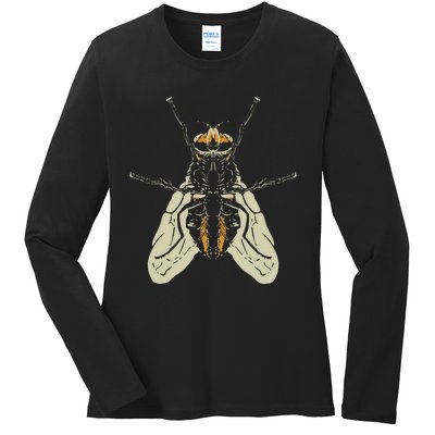 Fly Funny Insect Animal Lazy DIY Costume Easy Halloween Ladies Long Sleeve Shirt