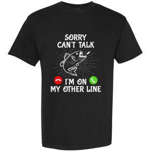 Funny Fishing I'm On My Other Line Fisherman Bass Fishing Garment-Dyed Heavyweight T-Shirt