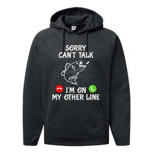 Funny Fishing I'm On My Other Line Fisherman Bass Fishing Performance Fleece Hoodie