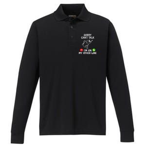 Funny Fishing I'm On My Other Line Fisherman Bass Fishing Performance Long Sleeve Polo