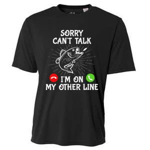 Funny Fishing I'm On My Other Line Fisherman Bass Fishing Cooling Performance Crew T-Shirt