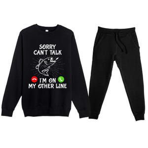 Funny Fishing I'm On My Other Line Fisherman Bass Fishing Premium Crewneck Sweatsuit Set