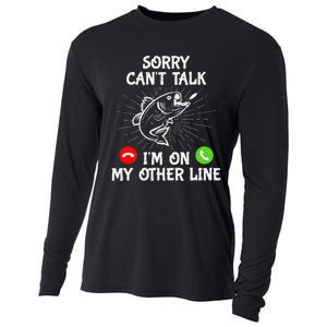 Funny Fishing I'm On My Other Line Fisherman Bass Fishing Cooling Performance Long Sleeve Crew