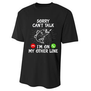 Funny Fishing I'm On My Other Line Fisherman Bass Fishing Performance Sprint T-Shirt