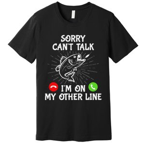 Funny Fishing I'm On My Other Line Fisherman Bass Fishing Premium T-Shirt