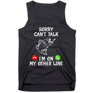 Funny Fishing I'm On My Other Line Fisherman Bass Fishing Tank Top