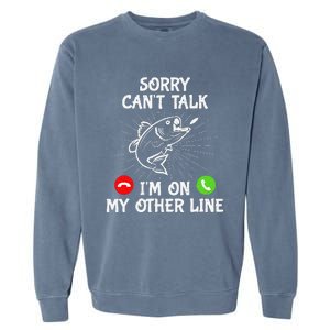 Funny Fishing I'm On My Other Line Fisherman Bass Fishing Garment-Dyed Sweatshirt