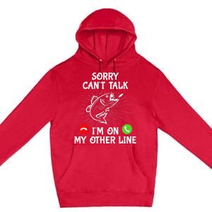 Funny Fishing I'm On My Other Line Fisherman Bass Fishing Premium Pullover Hoodie