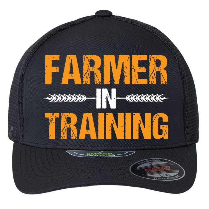 Funny Farmer In Training Apparel Farm Farming Flexfit Unipanel Trucker Cap