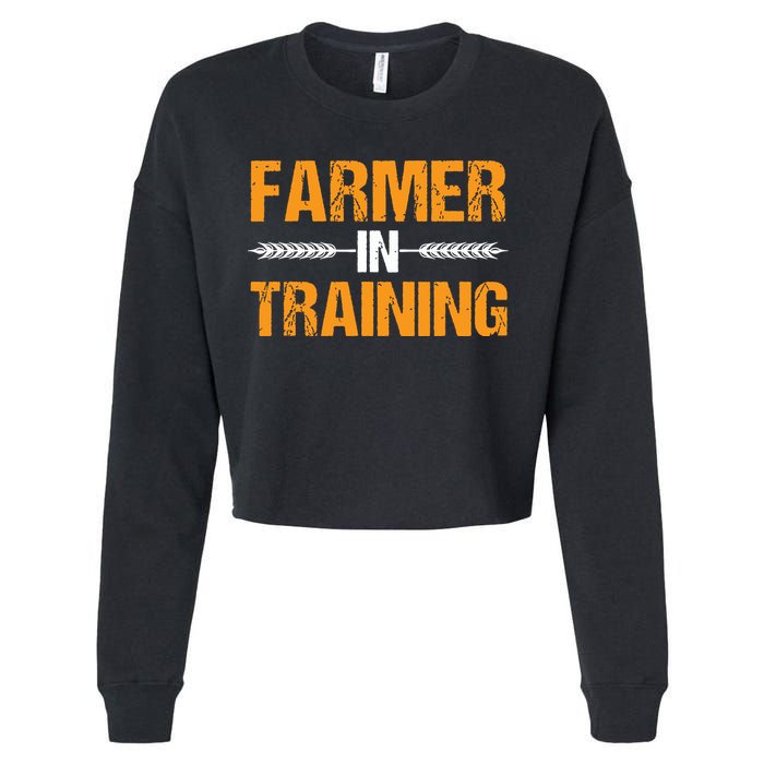 Funny Farmer In Training Apparel Farm Farming Cropped Pullover Crew