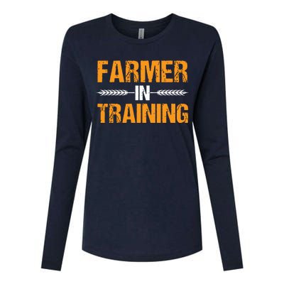 Funny Farmer In Training Apparel Farm Farming Womens Cotton Relaxed Long Sleeve T-Shirt