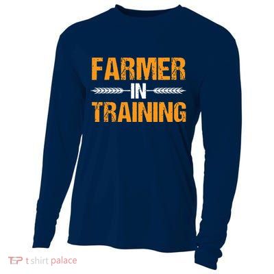 Funny Farmer In Training Apparel Farm Farming Cooling Performance Long Sleeve Crew