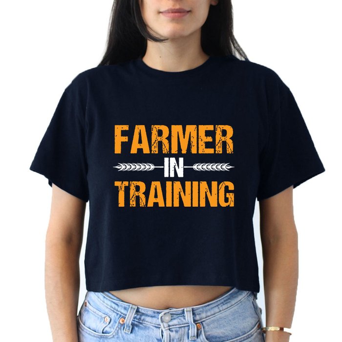 Funny Farmer In Training Apparel Farm Farming Women's Crop Top Tee