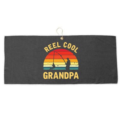 Reel Cool Grandpa Fishing Grandpa Gift Large Microfiber Waffle Golf Towel