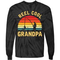 Reel Cool Grandpa Fishing Grandpa Gift Tie-Dye Long Sleeve Shirt