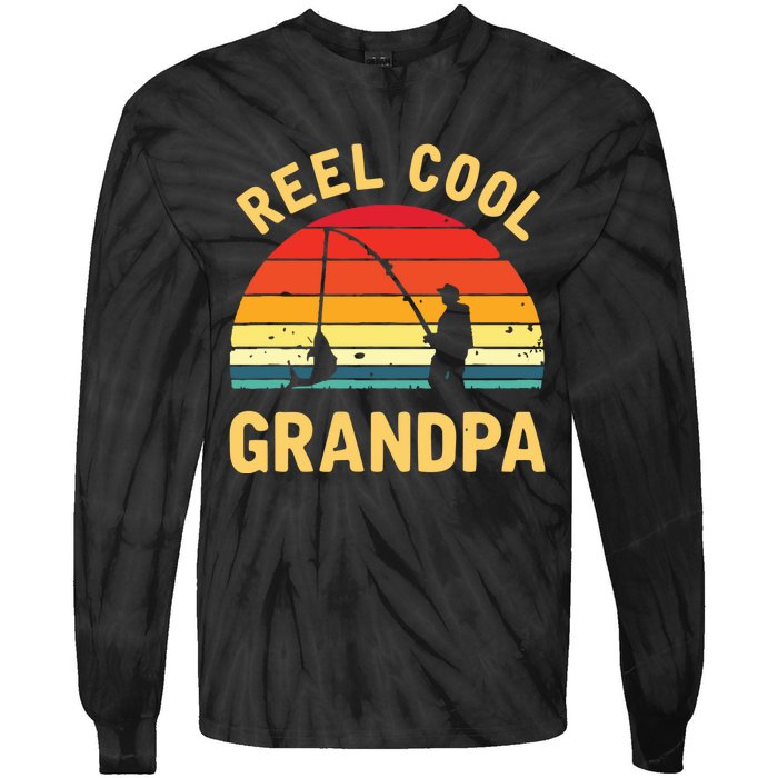 Reel Cool Grandpa Fishing Grandpa Gift Tie-Dye Long Sleeve Shirt