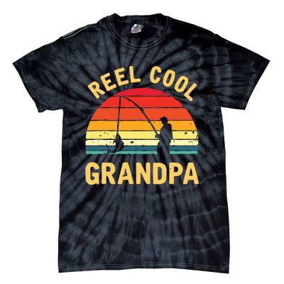 Reel Cool Grandpa Fishing Grandpa Gift Tie-Dye T-Shirt