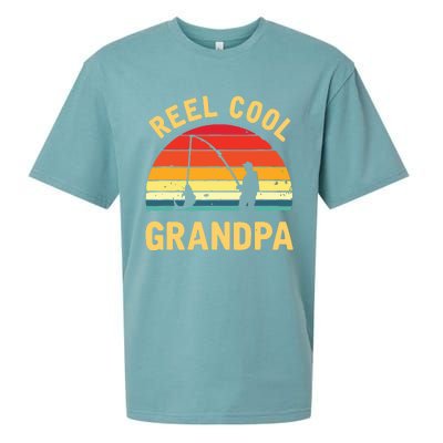 Reel Cool Grandpa Fishing Grandpa Gift Sueded Cloud Jersey T-Shirt