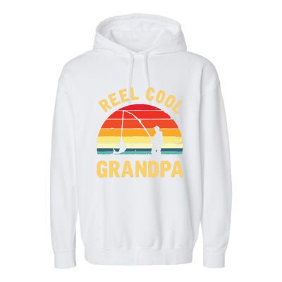 Reel Cool Grandpa Fishing Grandpa Gift Garment-Dyed Fleece Hoodie