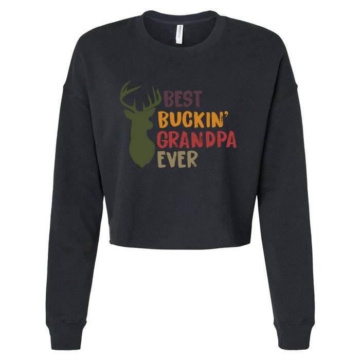 Best Buckin Grandpa Ever Cropped Pullover Crew