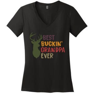 Best Buckin Grandpa Ever Women's V-Neck T-Shirt