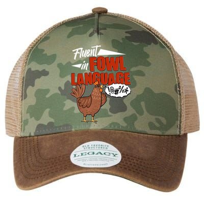 Funny Fluent In Fowl Language Chicken Lover Legacy Tie Dye Trucker Hat