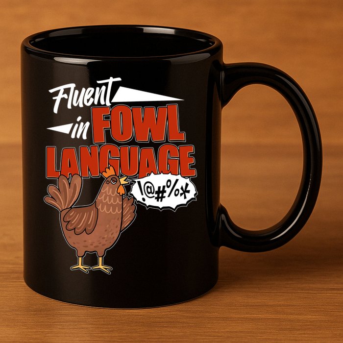 Funny Fluent In Fowl Language Chicken Lover 11oz C Handle Ceramic Mug