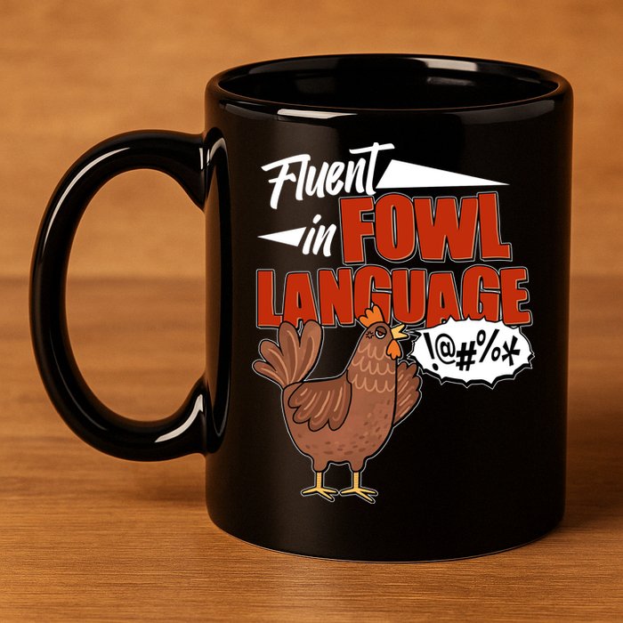 Funny Fluent In Fowl Language Chicken Lover 11oz C Handle Ceramic Mug