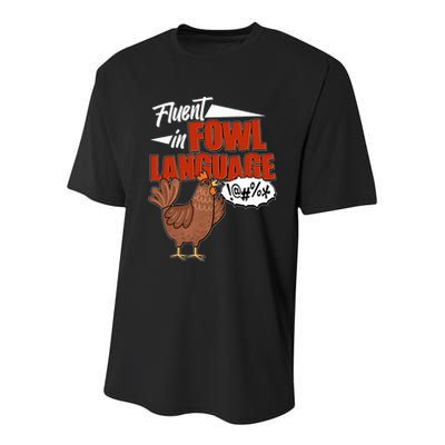 Funny Fluent In Fowl Language Chicken Lover Youth Performance Sprint T-Shirt