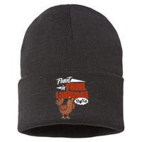 Funny Fluent In Fowl Language Chicken Lover Sustainable Knit Beanie
