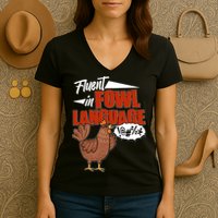 Funny Fluent In Fowl Language Chicken Lover Women's V-Neck T-Shirt