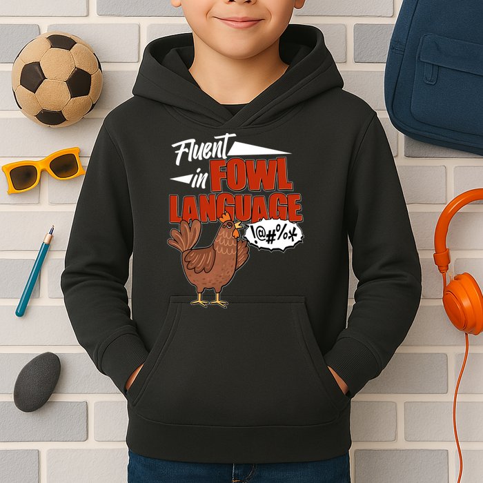 Funny Fluent In Fowl Language Chicken Lover Kids Hoodie