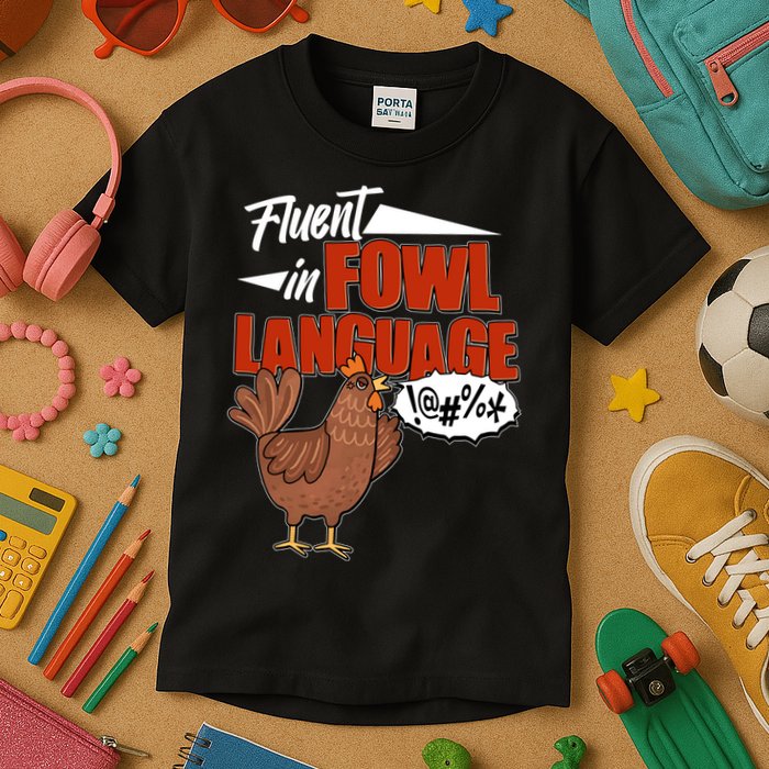 Funny Fluent In Fowl Language Chicken Lover Kids T-Shirt