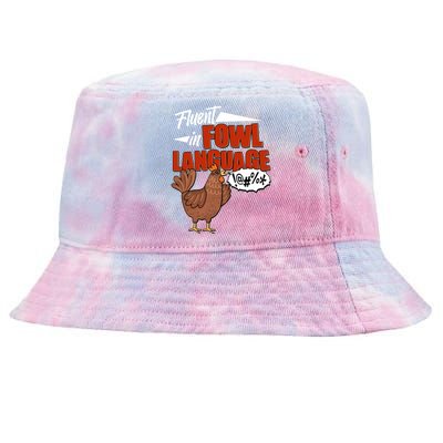 Funny Fluent In Fowl Language Chicken Lover Tie-Dyed Bucket Hat