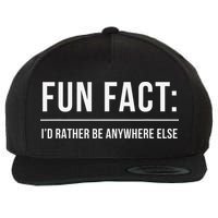 Fun Fact Id Rather Be Anywhere Else Funny Meme Wool Snapback Cap