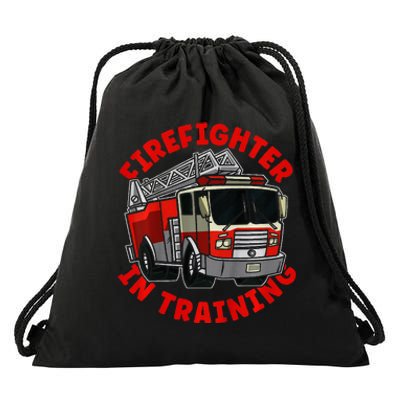 funny Firefighter In Training Fire Truck  Drawstring Bag