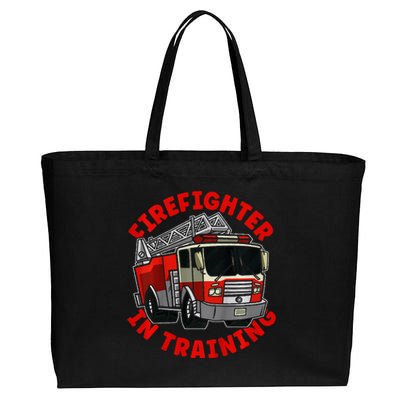 funny Firefighter In Training Fire Truck  Cotton Canvas Jumbo Tote