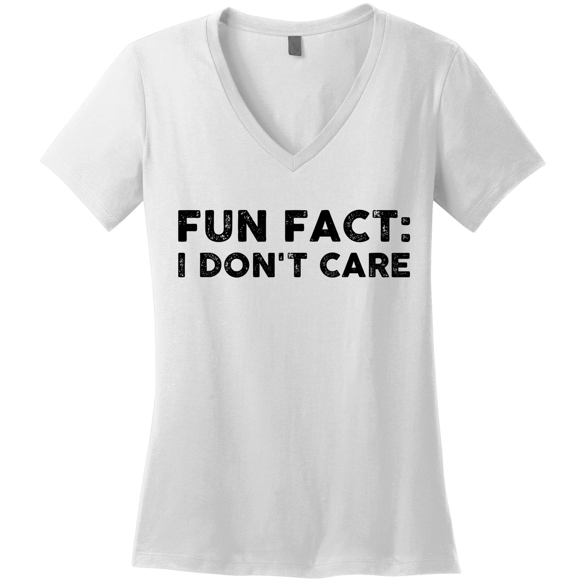 Fun Fact: I Don't Care Women's V-Neck T-Shirt