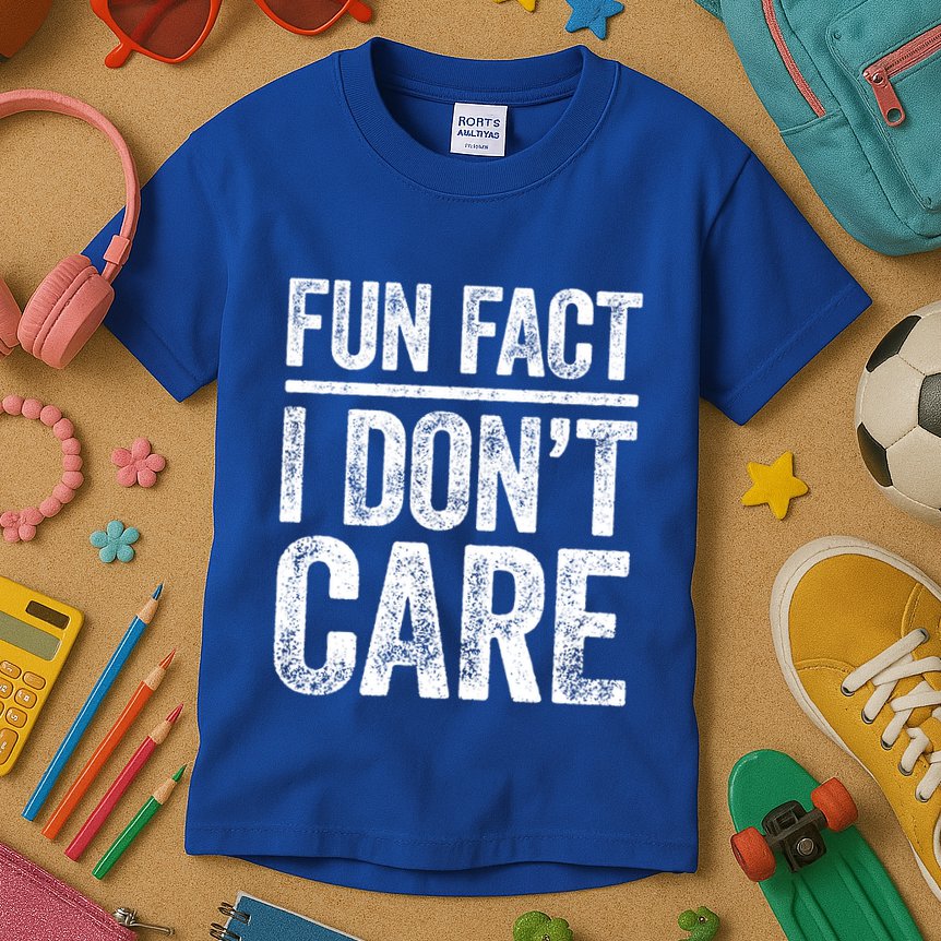 Fun Fact I Don't Care Great Gift Sarcastic Meaningful Gift Cute Gift Kids T-Shirt