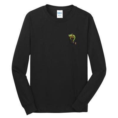 Fun Frog In A Pocket Goblincore Design Frog Lovers Tall Long Sleeve T-Shirt