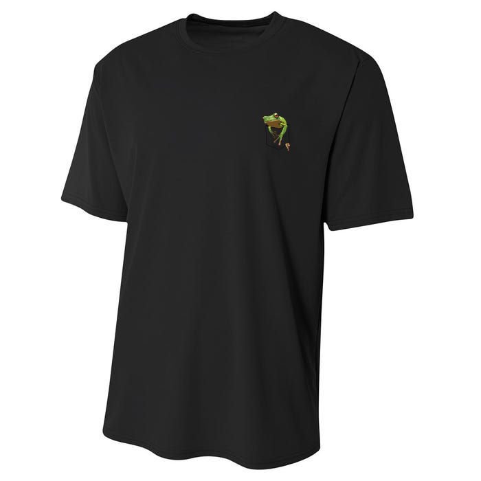 Fun Frog In A Pocket Goblincore Design Frog Lovers Performance Sprint T-Shirt