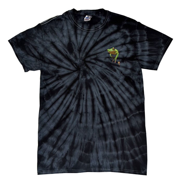 Fun Frog In A Pocket Goblincore Design Frog Lovers Tie-Dye T-Shirt