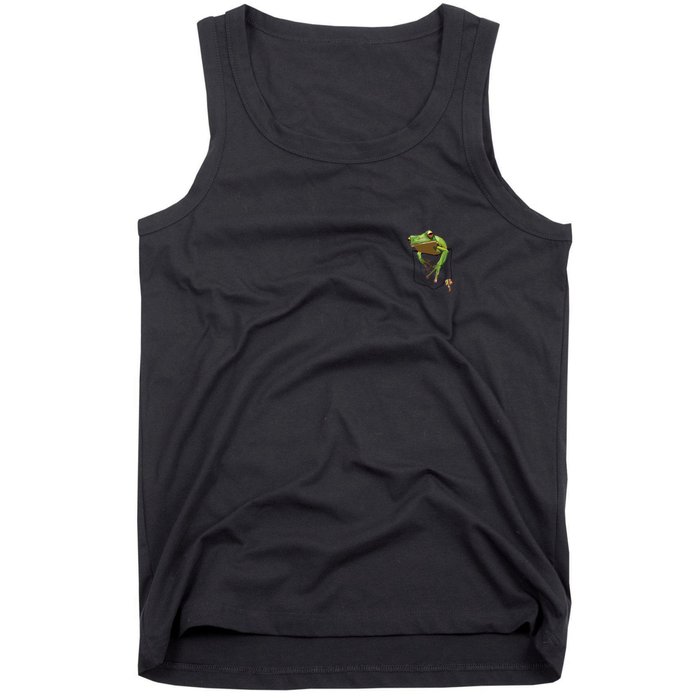 Fun Frog In A Pocket Goblincore Design Frog Lovers Tank Top