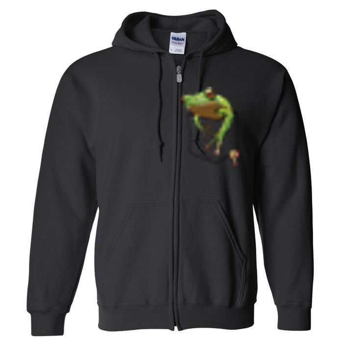 Fun Frog In A Pocket Goblincore Design Frog Lovers Full Zip Hoodie